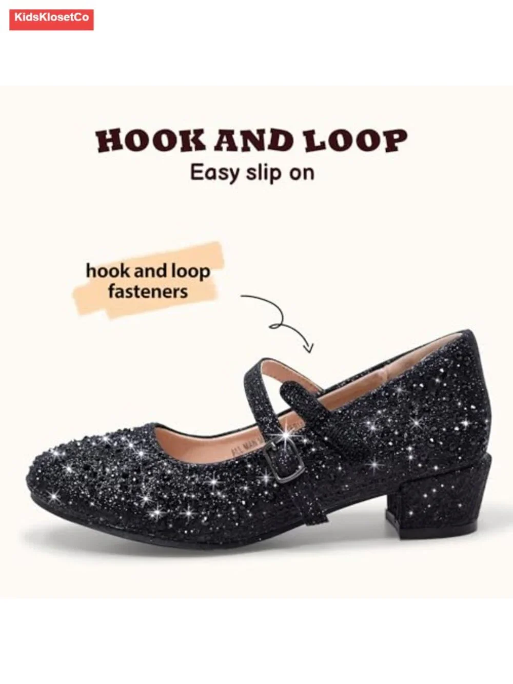 Girls Mary Jane Flats Low Heel Princess Flower Wedding Glitter Dress Shoes